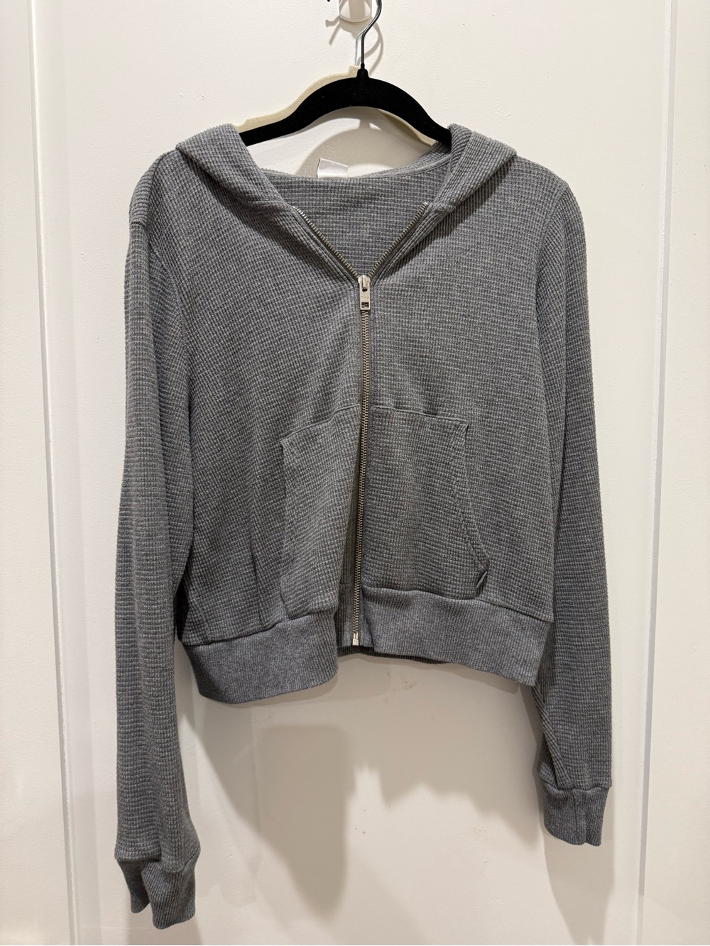 TNA Gray Ribbed Zip Hoodie